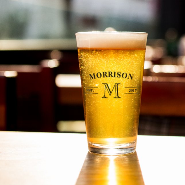 Enkel Elegant, Monogram och år Glaskopp (Skapare uppladdad)