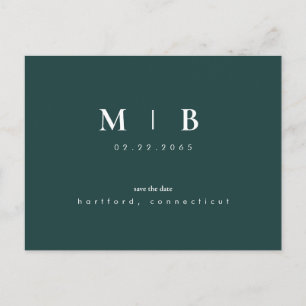 Enkel & Elegant Monogram Pärla Spara Datum Meddelande Vykort