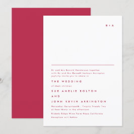 Enkel Elegant, Monogram Red-Magenta Inbjudningar