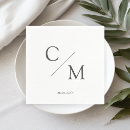 Enkel Elegant Monogram Vit Pappersservett