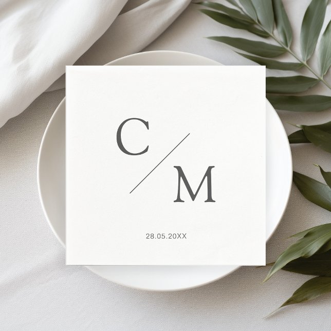 Enkel Elegant Monogram Vit Pappersservett (Skapare uppladdad)
