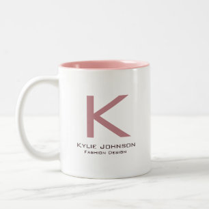 Enkel Elegant Monogrammed Namn Två-Tonad Mugg