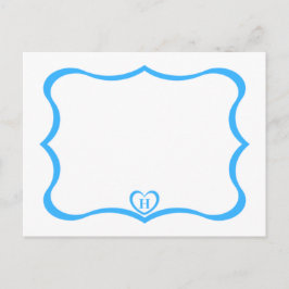 Enkel Elegant Monogrammed vykort #Blue