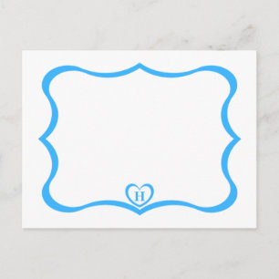 Enkel Elegant Monogrammed vykort #Blue
