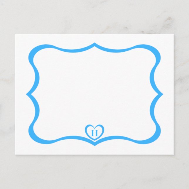 Enkel Elegant Monogrammed vykort #Blue (Framsida)