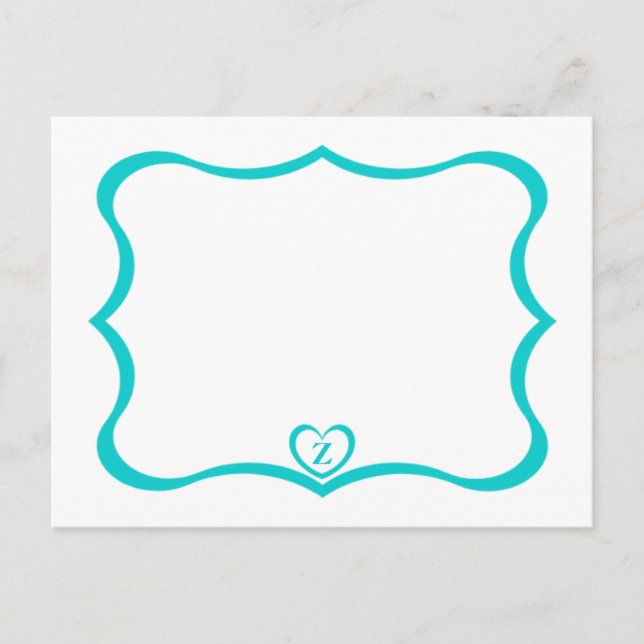 Enkel Elegant Monogrammed vykort #Teal (Framsida)