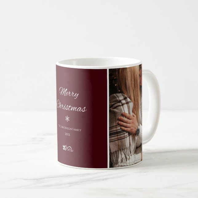 Enkel & Elegant Mörk Burgunderröd Jul Kaffemugg (Framsida höger)