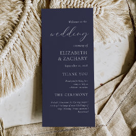 Enkel Elegant Mörkblå Bröllopsinbjudan Program