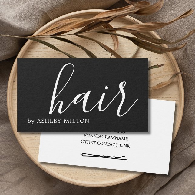 Enkel Elegant Mörkgrå Vit Hårstylist Visitkort (Skapare uppladdad)