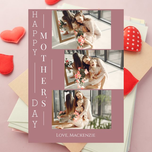 Enkel Elegant Mors dag trefoto Julkort (Skapare uppladdad)