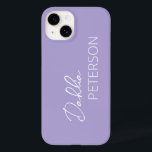 Enkel Elegant Namn Modern<br><div class="desc">Modern lila-/lavender-telefonfodral med en enkel och minimal design med ditt namn i ett elegant-skript och contemporary sans serif-teckensnitt.</div>