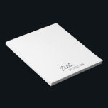 Enkel Elegant Namn Modern Anteckningsblock<br><div class="desc">Modern svart och vitt anteckningsblock med en enkel och minimal design med ditt namn i ett elegant-skript och contemporary sans serif-teckensnitt. Dessa är underbara för personlig använda eller professionell och är underbara för ett företag som flyttar till ge som reklampost.</div>