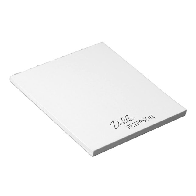 Enkel Elegant Namn Modern Anteckningsblock (Vinklad)