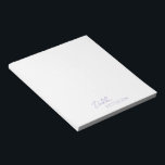 Enkel Elegant Namn Modern Anteckningsblock<br><div class="desc">Modern lila-/lavender-anteckningsblock med en enkel och minimal designpersonlig med ditt namn i ett elegant-skript och contemporary sans serif-teckensnitt. Dessa är underbara för personlig använda eller professionell och är underbara för ett företag som flyttar till ge som reklampost.</div>