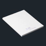 Enkel Elegant Namn Modern Anteckningsblock<br><div class="desc">Modern lila-/lavender-anteckningsblock med en enkel och minimal designpersonlig med ditt namn i ett elegant-skript och contemporary sans serif-teckensnitt. Dessa är underbara för personlig använda eller professionell och är underbara för ett företag som flyttar till ge som reklampost.</div>