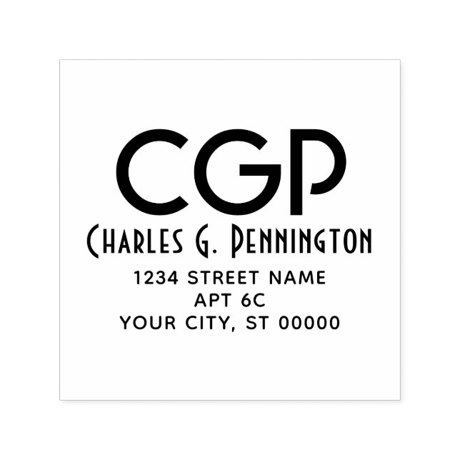 Enkel Elegant Namn Returadress LG Initialer #94 Självfärgande Stämpel (Design)