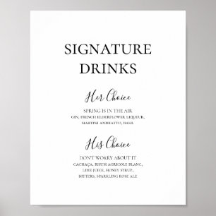 Enkel Elegant Namnteckning Drinks-tecken Poster