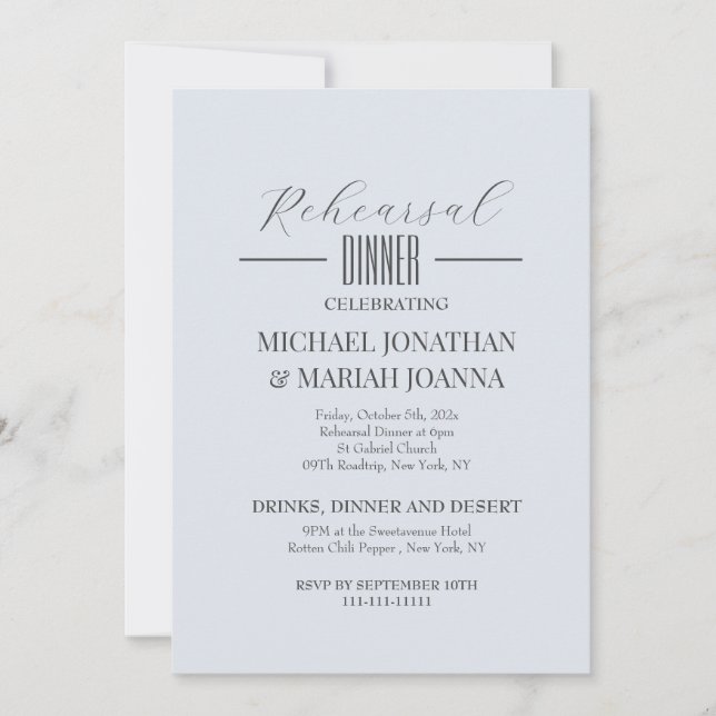 Enkel Elegant natten före repetitionsmiddag Inbjudningar (Framsida)