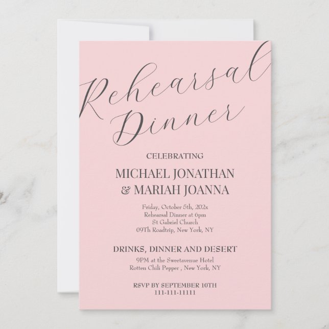 Enkel Elegant natten före repetitionsmiddag Inbjudningar (Framsida)