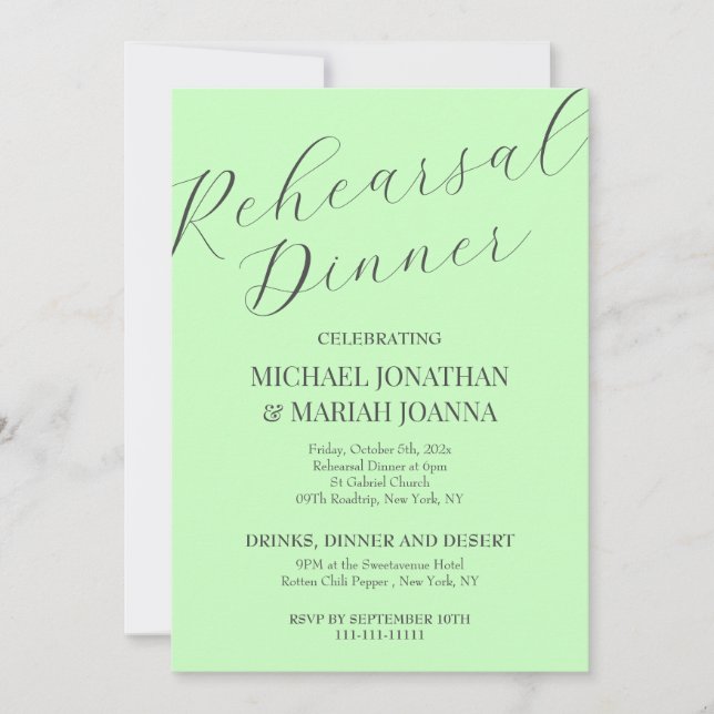 Enkel Elegant natten före repetitionsmiddag Inbjudningar (Framsida)