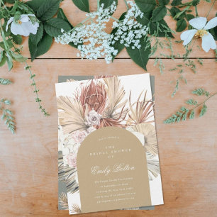 Enkel Elegant Natural Arch Blommigt Pampas Boho Inbjudningar