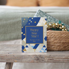 Enkel elegant nyår blå glitterkort julkort