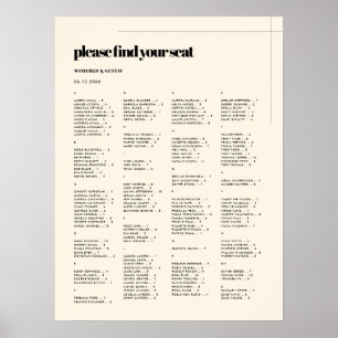 Enkel elegant och chic Alfabetiskt sittningsdiagra Poster