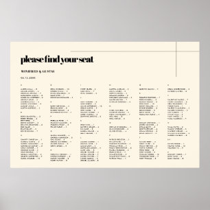 Enkel elegant och chic Alfabetiskt sittningsdiagra Poster