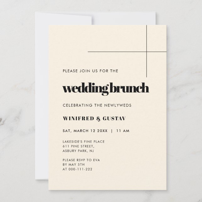 Enkel elegant och chic bröllop Brunch Inbjudningar (Framsida)