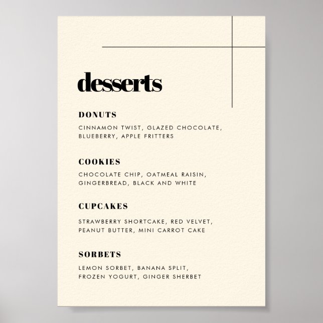 Enkel elegant och chic bröllop Dessert Pub-skylt Poster (Framsidan)