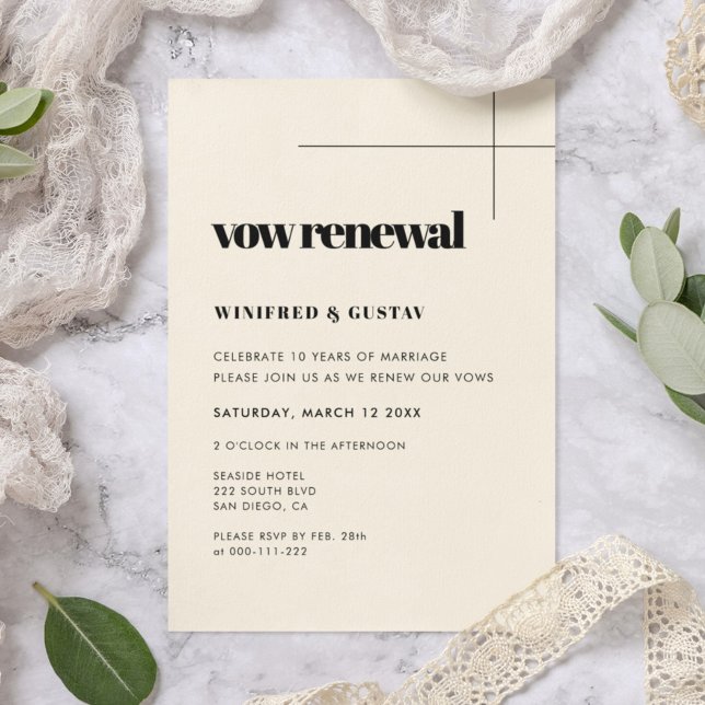 Enkel elegant och chic bröllop Vow Renewal Inbjudningar (Skapare uppladdad)