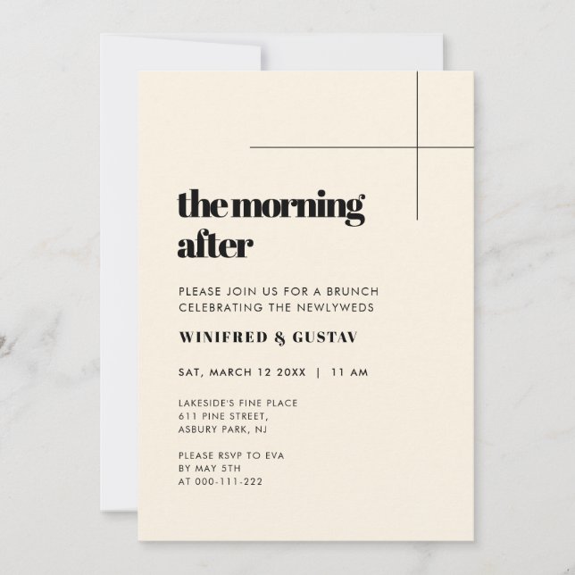 Enkel elegant och chic morgon efter Brunch Inbjudningar (Framsida)