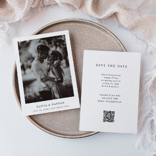 Enkel Elegant och foto   Bröllop QR-kod Spara Datumet