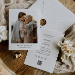 Enkel Elegant och foto | QR-kod Bröllop Inbjudningar<br><div class="desc">Denna minimalistiska inbjudan och inbjudan till elegant bröllop innehåller modern svart text på en ren vit bakgrund,  med ditt personliga foto. Ett enkelt utseende och snyggt. Du kan lägga till din skannbara QR-kod så att gästerna enkelt kan OSA och besöka webbplatsen för bröllop.</div>