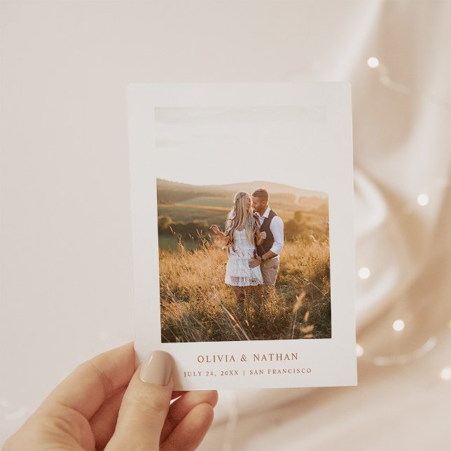 Enkel Elegant och foto | Spara datum i Boho Meddelande Vykort (Skapare uppladdad)