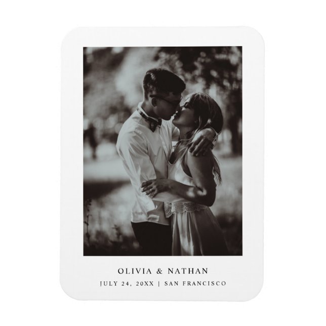 Enkel Elegant och foto | Spara datum Magnet (Vertikal)