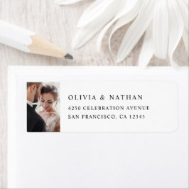 Enkel Elegant och foto | Svartvit Returadress Etikett