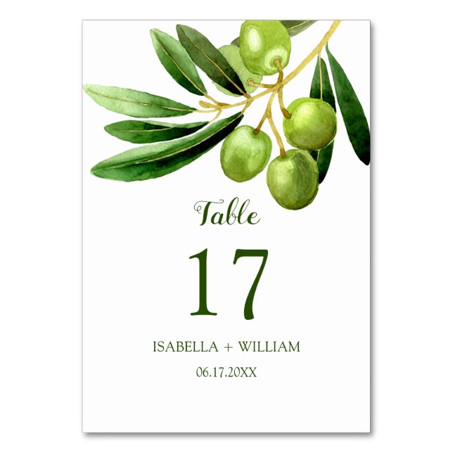 Enkel Elegant Olive Boho Summer Garden Wedding Bordsnummer (Framsidan)