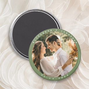 Enkel Elegant par foto Bröllop spara datum Magnet