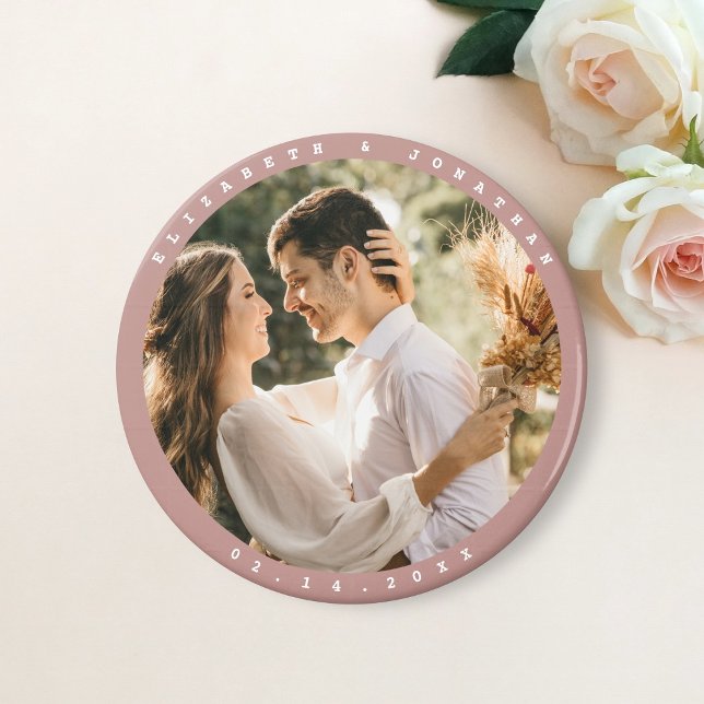 Enkel Elegant par foto Bröllop spara datum Magnet (Skapare uppladdad)
