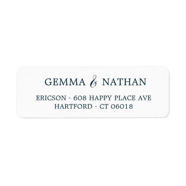 Enkel Elegant Par Namn Teal Returadress Etikett (Framsidan)