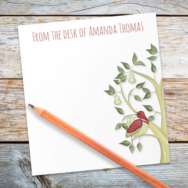 Enkel Elegant Partridge Pear Träd jul Anteckningsblock (A partridge in a pear tree whimsical cute holiday notepad)