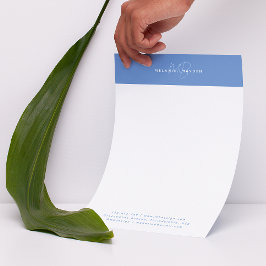 Enkel Elegant Pastel Blue Minimalist Två Monogram Brevhuvud