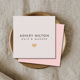 Enkel Elegant Pastel Faux Guld Heart Beauty Fyrkantigt Visitkort