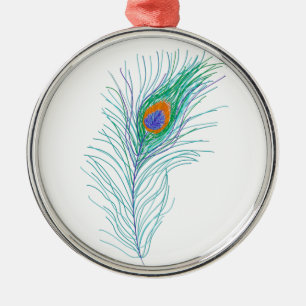 Enkel Elegant Peacock Feather Julgransprydnad Metall