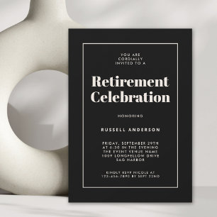 Enkel Elegant Pension Party Black Inbjudningar