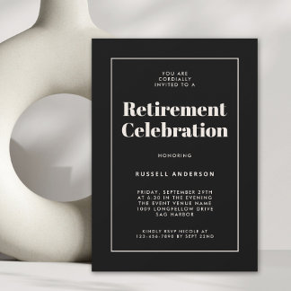 Enkel Elegant Pension Party Black Inbjudningar