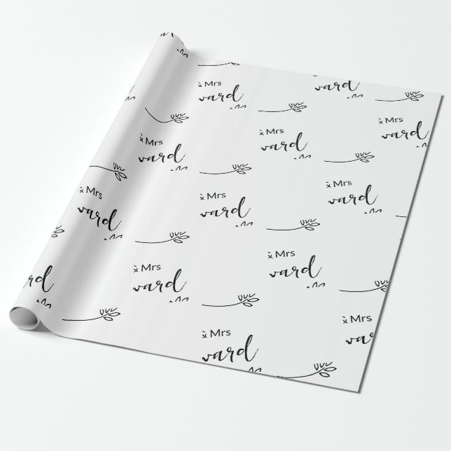 Enkel Elegant Personlig Namn Bröllop Presentpapper (Utrullad)