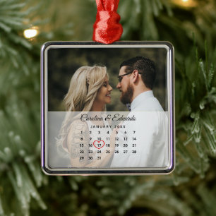 Enkel Elegant Photo Bröllop-årsdag - kalender Julgransprydnad Metall