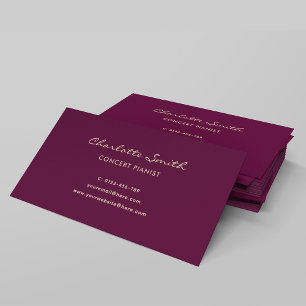 Enkel Elegant Pianist Burgundy Visitkort